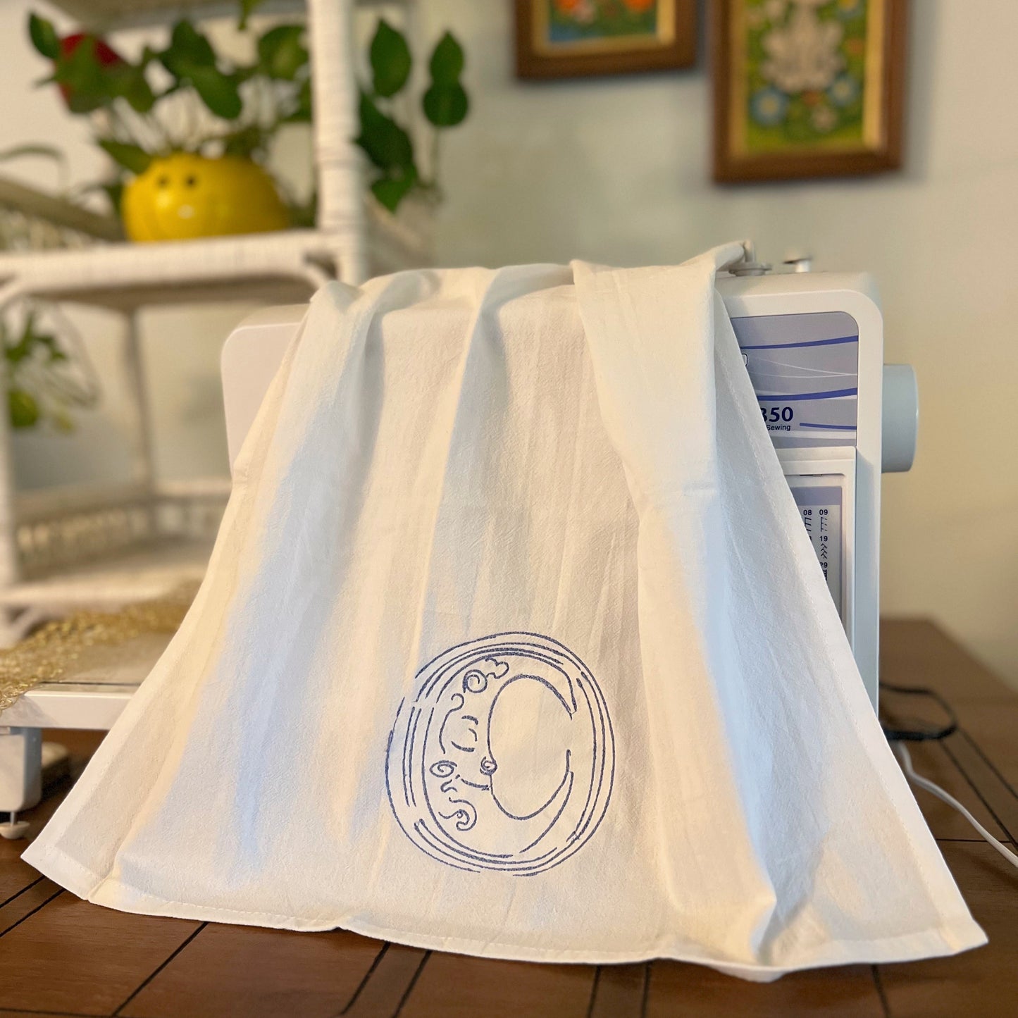 Celestial Embroidered Flour Sack Towels – Sun & Moon Set