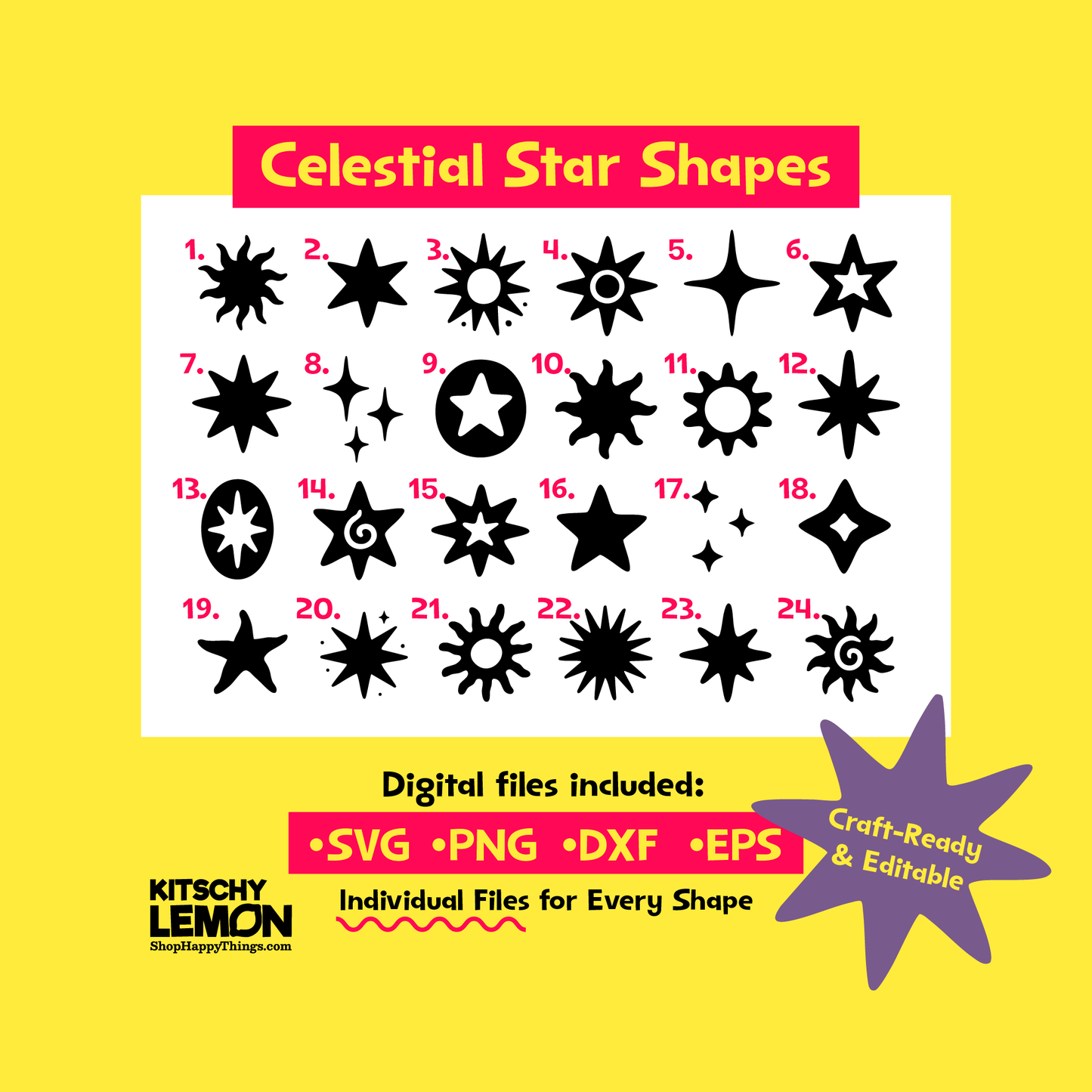 Celestial Star and Sun Shape Bundle