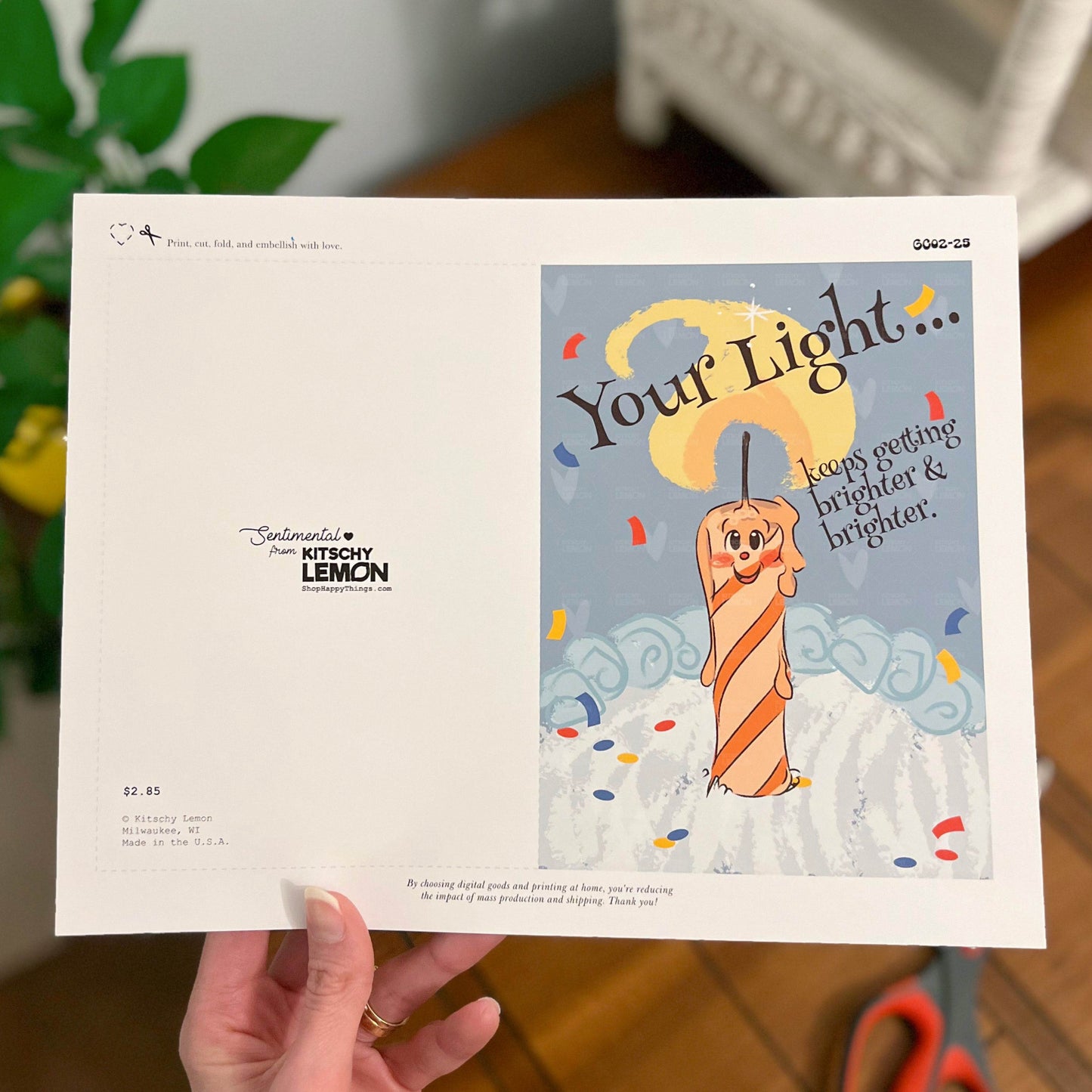 Printable Your Light Keeps Getting Brighter Birthday Card (PDF & PNG)