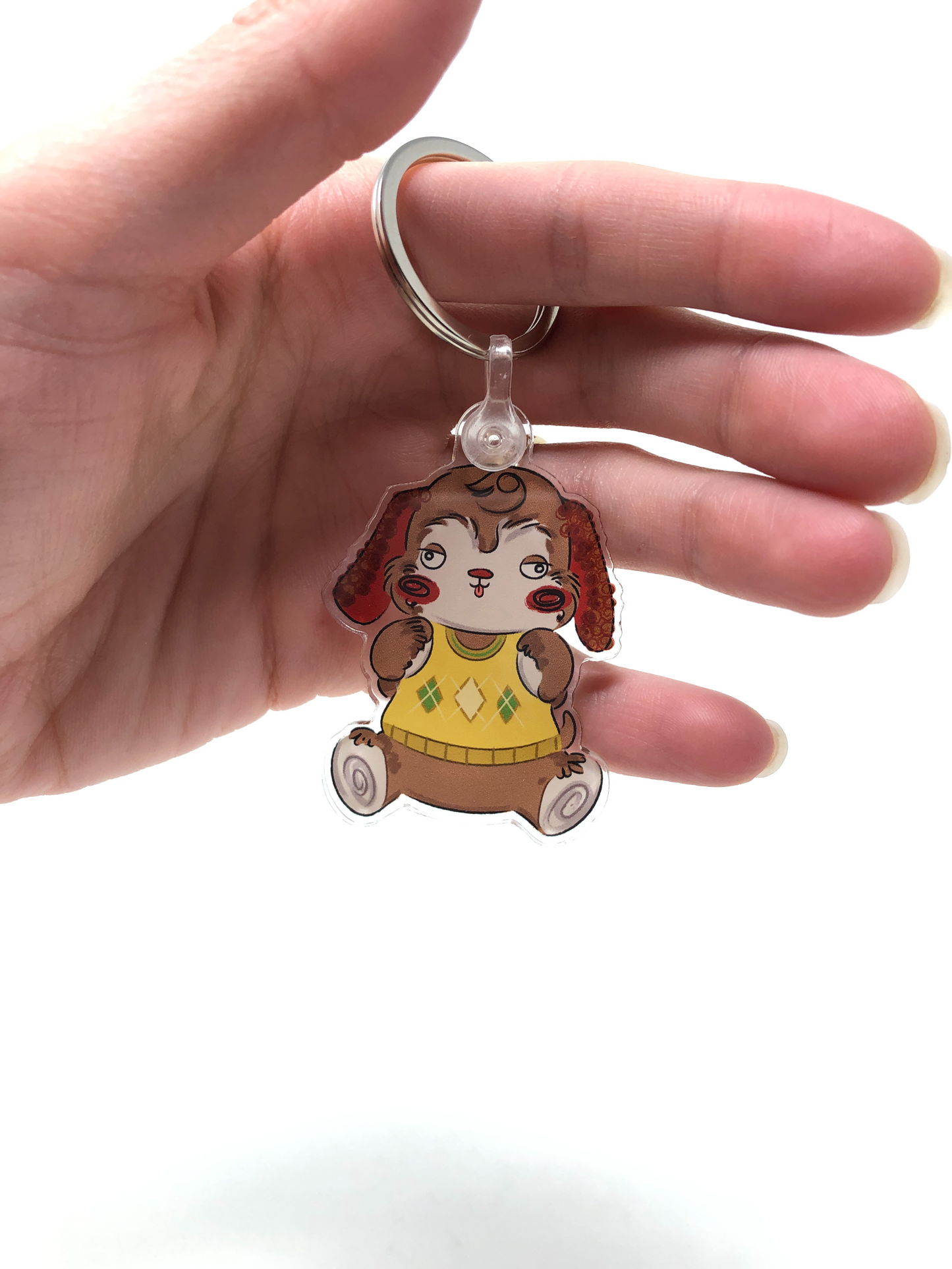 Derpy Argyle Puppy Keychain