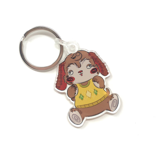 Derpy Argyle Puppy Keychain