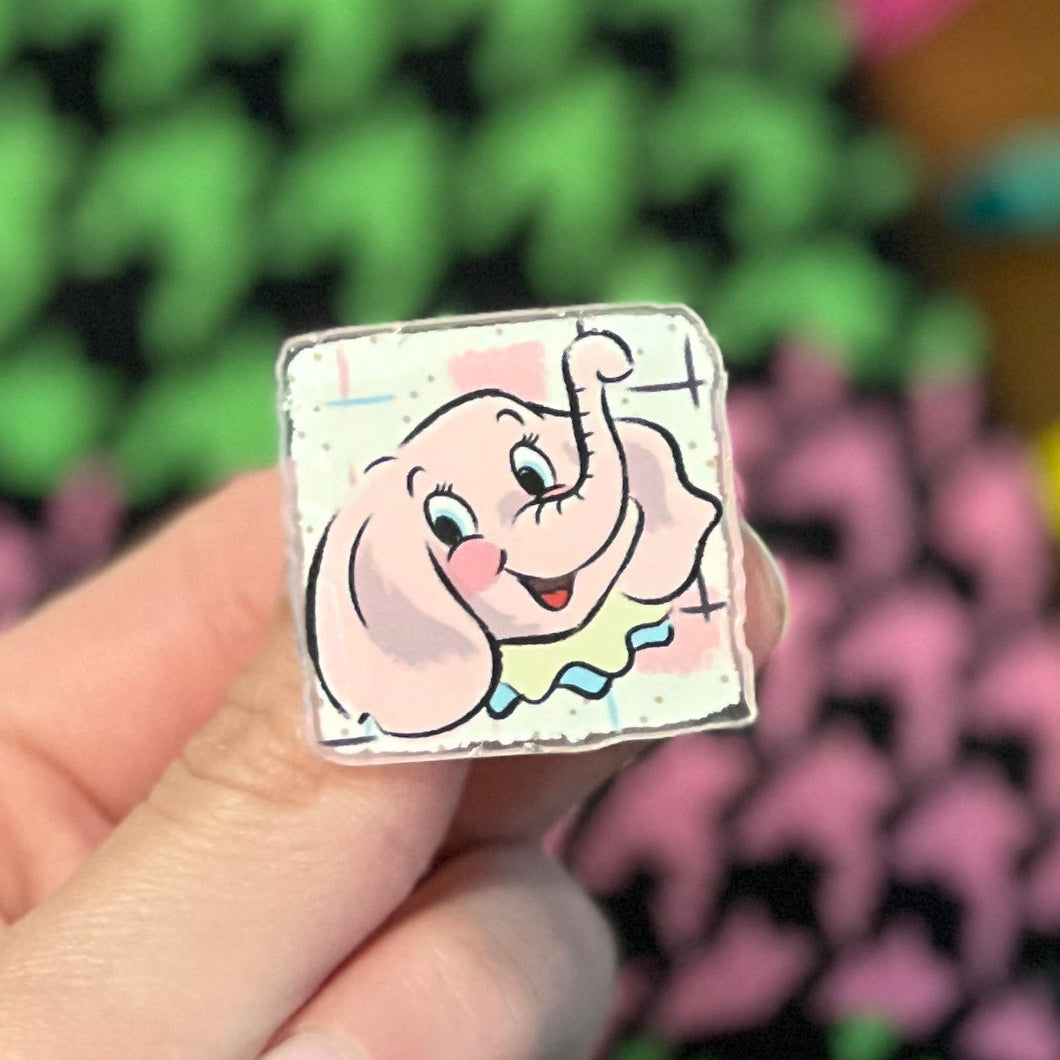 Vintage-Inspired Pink Elephant Pin