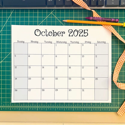 October 2025 Calendar (Printable PDF & PNG)