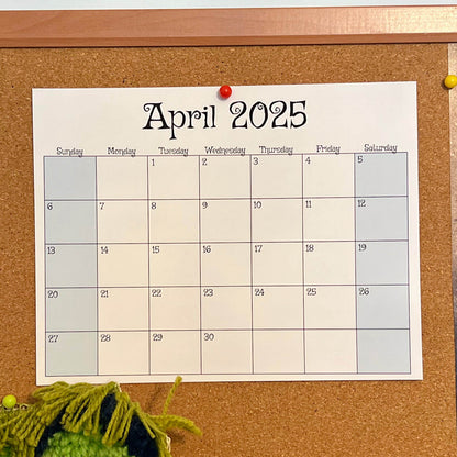 Printable April 2025 Single Month Calendar (PDF & PNG)