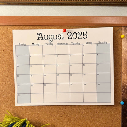 August 2025 Single Month Calendar (Printable — PDF & PNG)