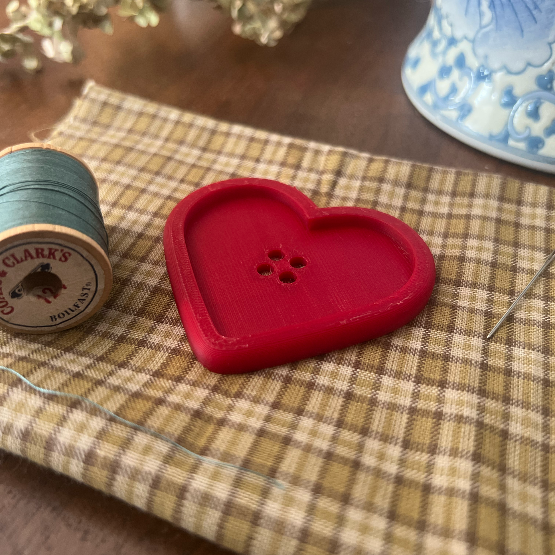 Big Red Heart Button For Sewing and Crafting Projects