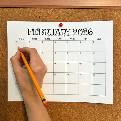 February 2026 Calendar (Printable PDF & PNG)