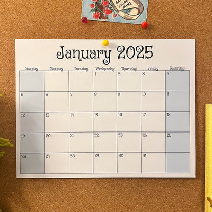 Printable January 2025 Calendar Sheet