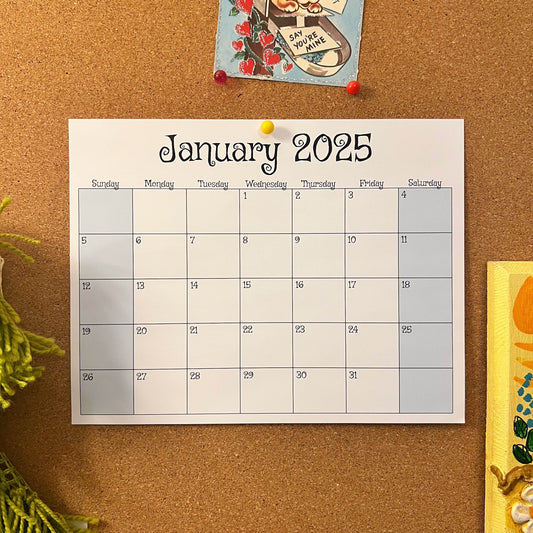 Printable January 2025 Calendar Sheet