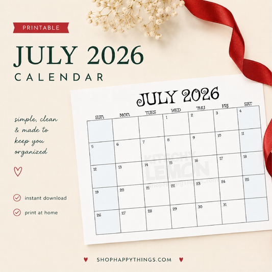 July 2026 Calendar (Printable PDF & PNG)
