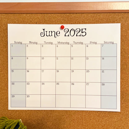 Printable June 2025 Single Month Calendar (PDF & PNG)