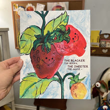 Load image into Gallery viewer, Anthropomorphic Strawberry Blacker The Berry Art Print (Physical Print)
