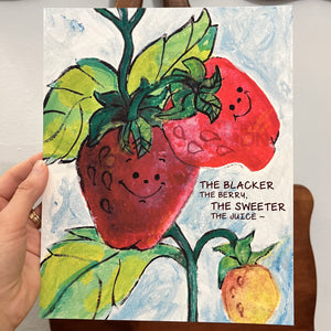 Anthropomorphic Strawberry Blacker The Berry Art Print (Physical Print)