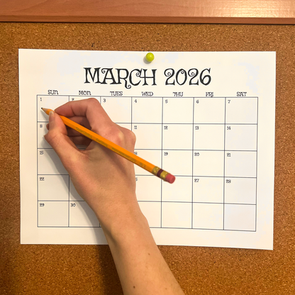 March 2026 Calendar (Printable PDF & PNG)