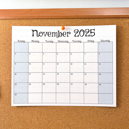 November 2025 Calendar (Printable PDF & PNG)