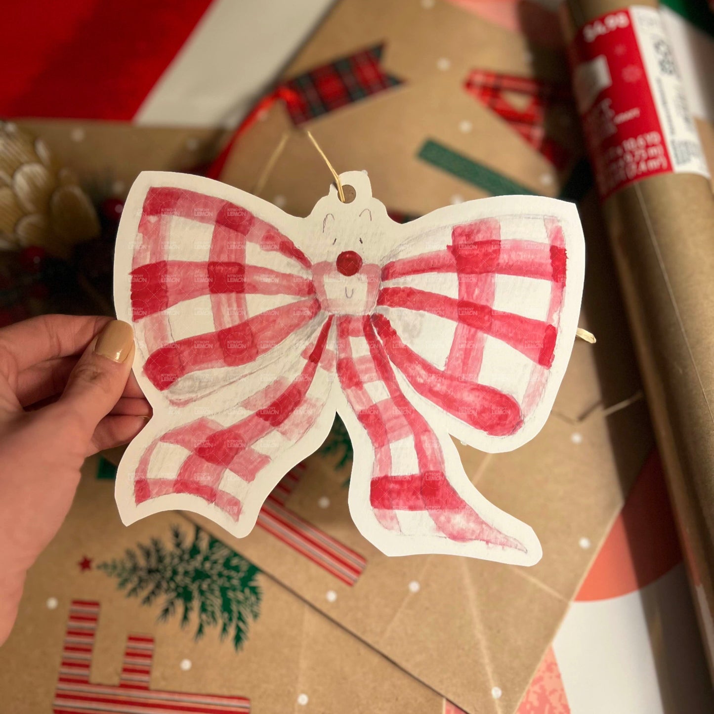 Printable Gingham Bow Gift Tags and Paper Decoration (PDF & JPG)