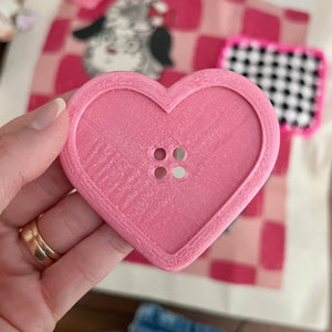 Extra Large Red Pink Heart Button, Big 4 Hole Cute Heart Shaped Button for Sewing