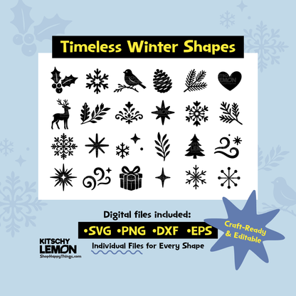 Timeless Winter Shape Bundle (SVG, PNG, DXF, & EPS)