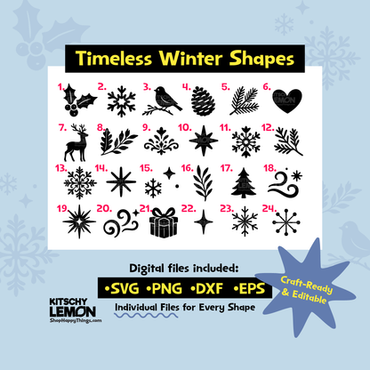 Timeless Winter Shape Bundle (SVG, PNG, DXF, & EPS)