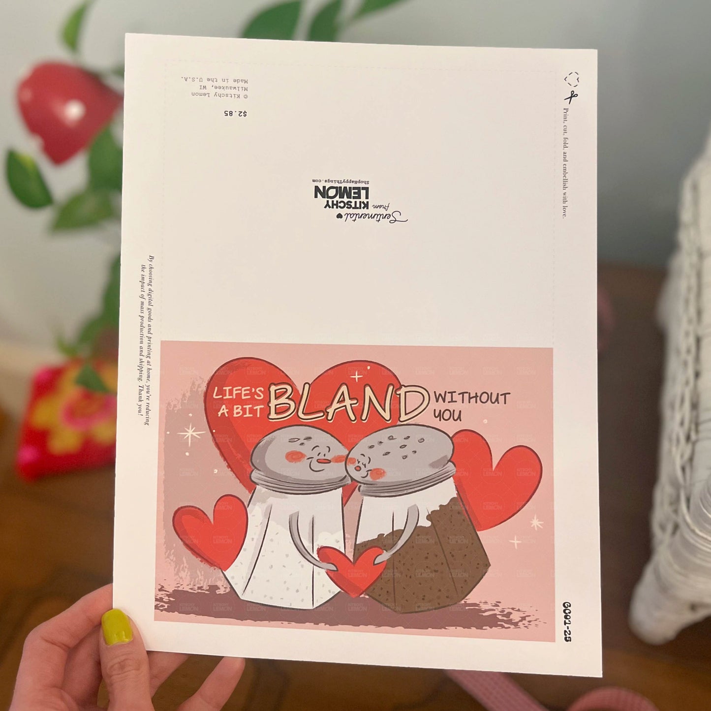 Printable Bland Without You Valentine's Day Card (PDF & PNG)