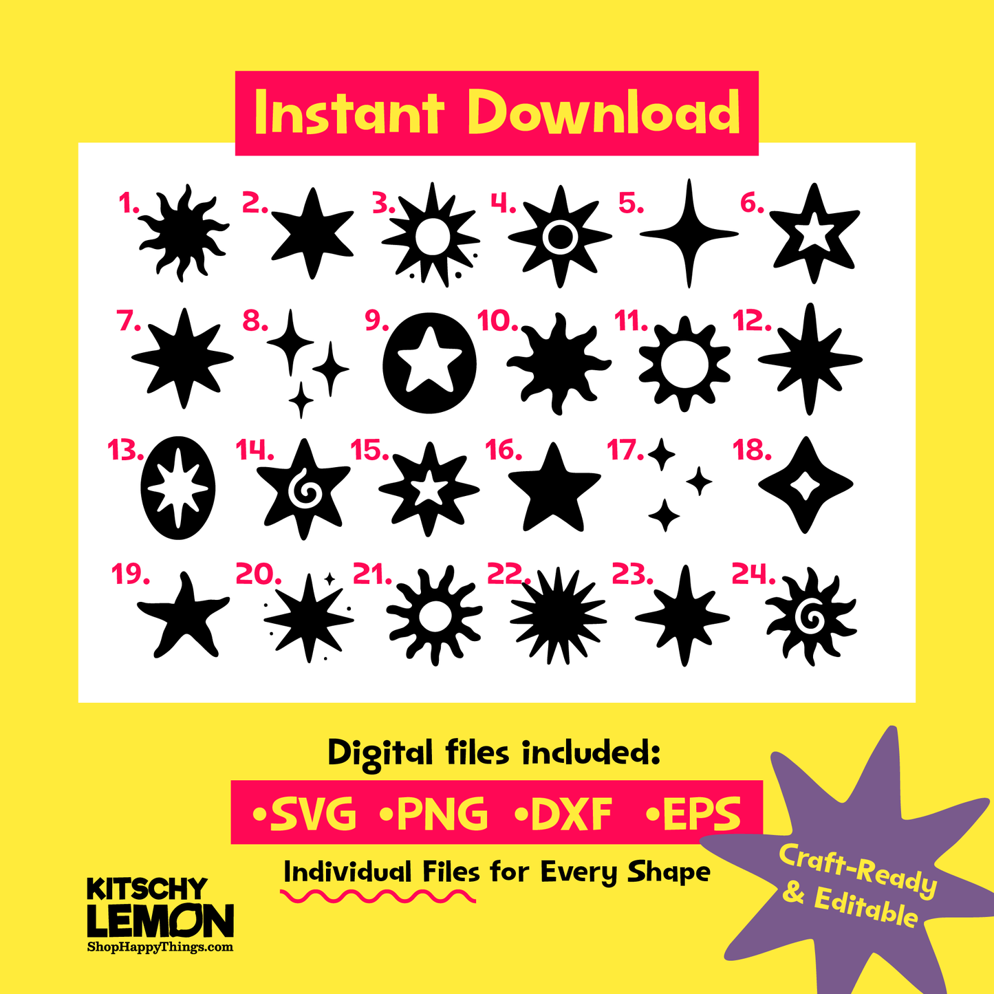 Celestial Star and Sun Shape Bundle