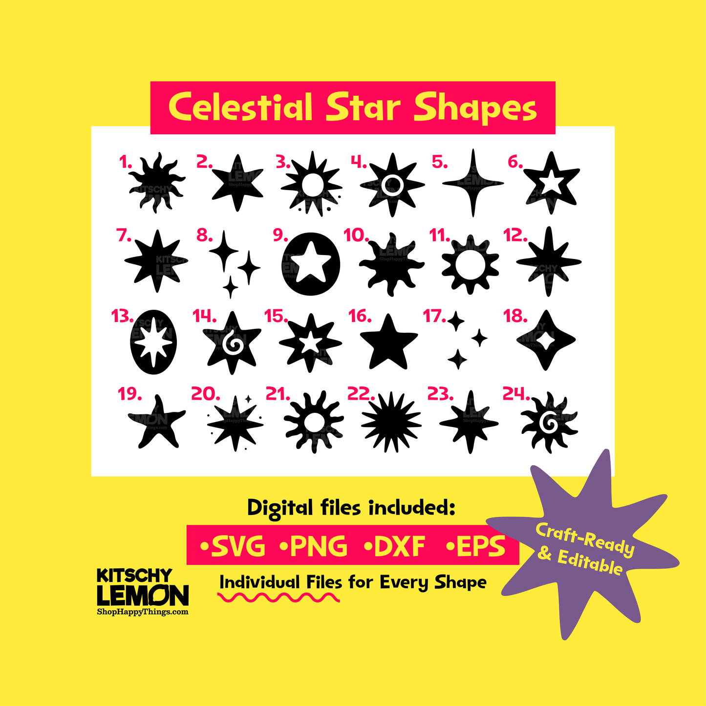 Celestial Star and Sun Shape Bundle