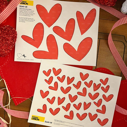 Printable Paper Heart Decorations and Table Confetti (PDF & PNG)