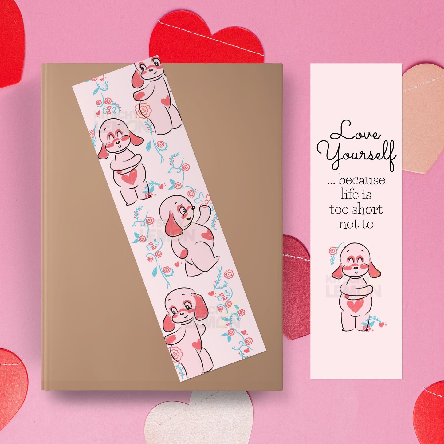 Printable Puppy Love Yourself Bookmarks (PDF & PNG)