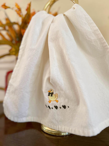 Cottage Goose & Hearts Cotton Hand Towel