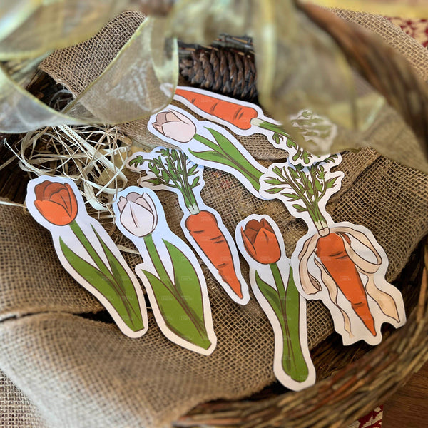 Carrots & Tulips Paper Décor (Printable PDF & PNG)