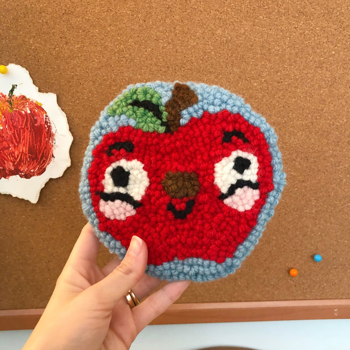 Happy Apple Handmade Mug Rug