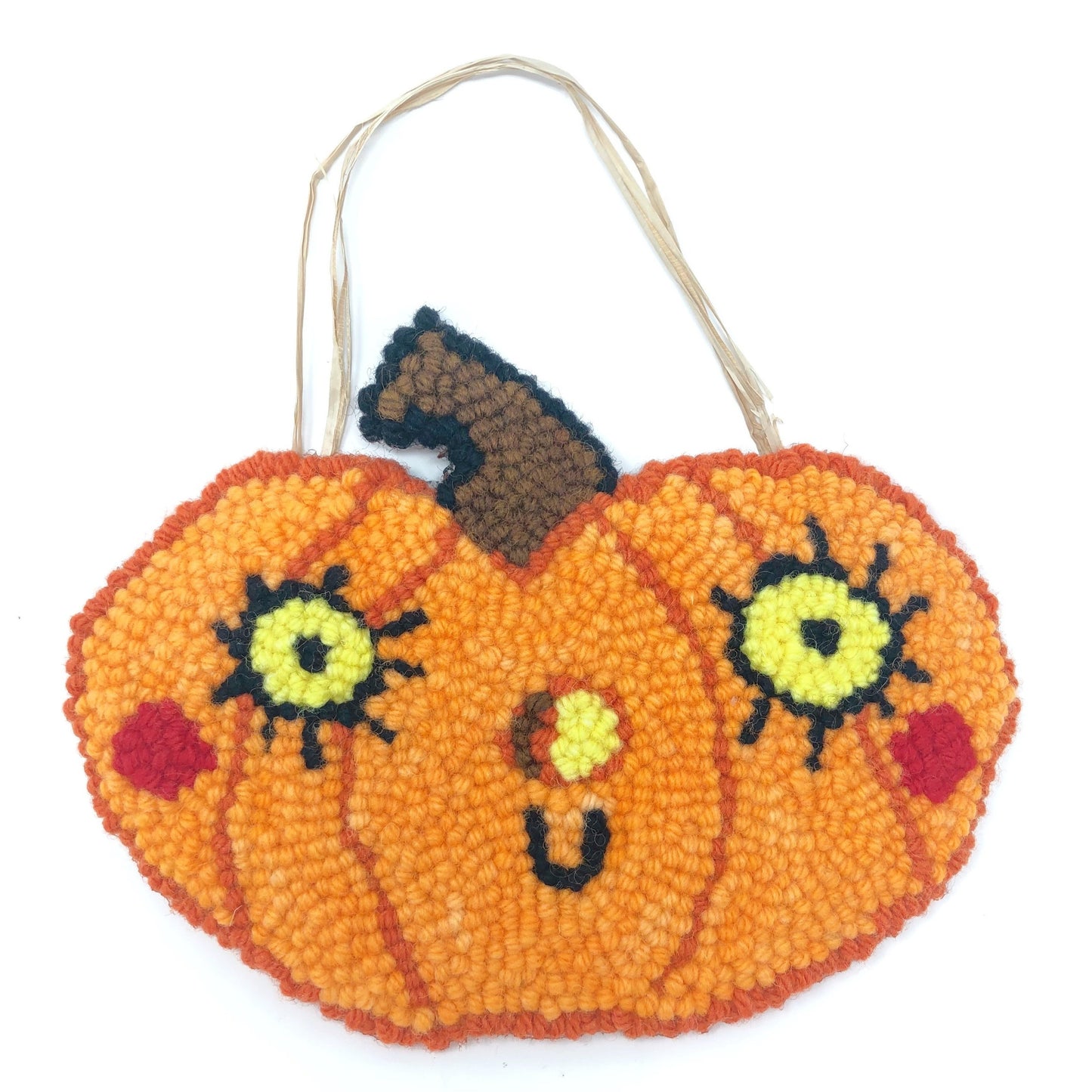 100% Wool Happy Harvest Pumpkin Wall Hanging