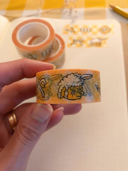 Cute Doodles Yellow Gingham Washi Tape