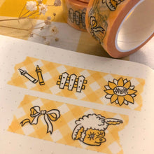 Load image into Gallery viewer, Cute Doodles Washi Tape (Yellow Gingham)
