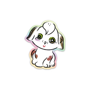 Happy Holographic Doggo Sticker