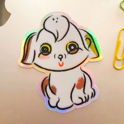 Happy Holographic Dog Pepper Shaker Sticker