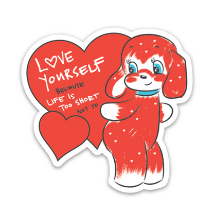 Vintage Inspired Love Yourself Dog Magnet