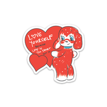Load image into Gallery viewer, Love Yourself Vintage Kitsch Valentine Dog Magnet

