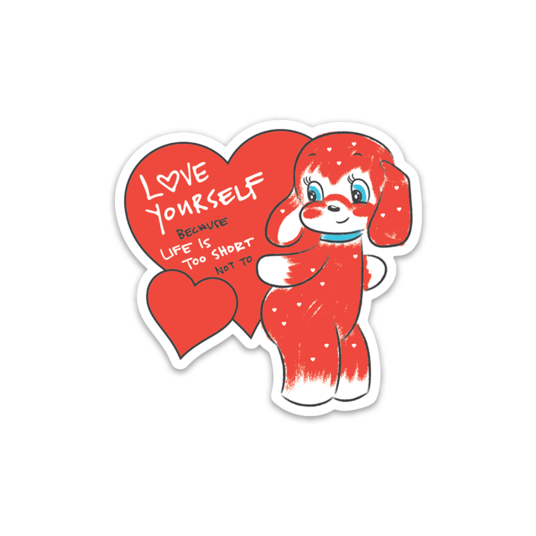 Love Yourself Vintage Kitsch Valentine Dog Magnet